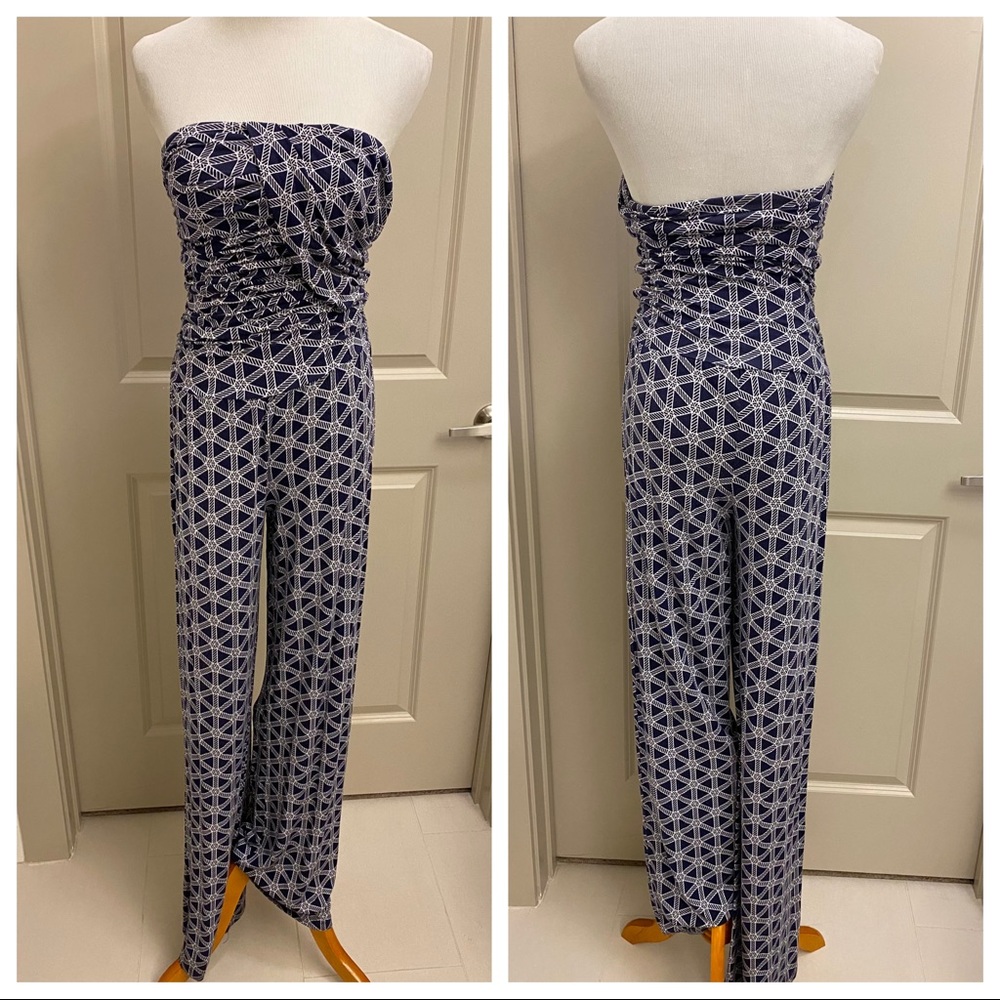 sz XSmall Tart Navy & White Strapless Jumpsuit
